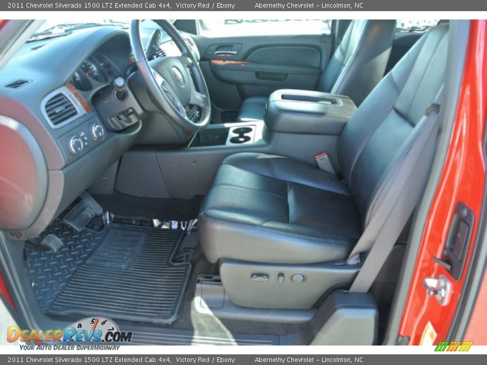 Ebony Interior - 2011 Chevrolet Silverado 1500 LTZ Extended Cab 4x4 Photo #8