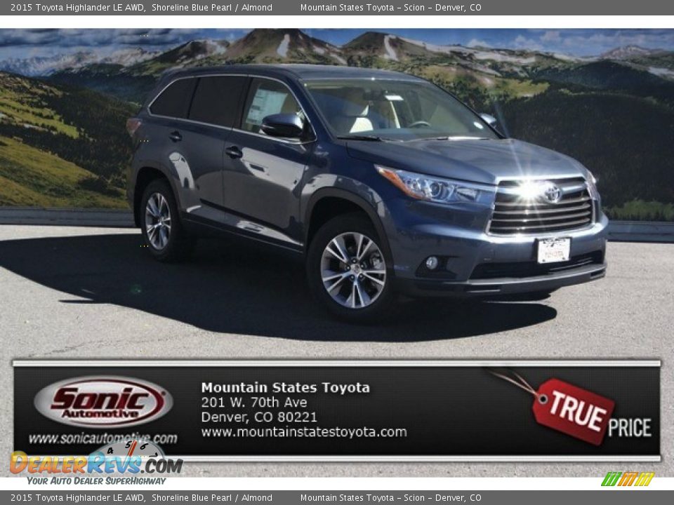 2015 Toyota Highlander LE AWD Shoreline Blue Pearl / Almond Photo #1