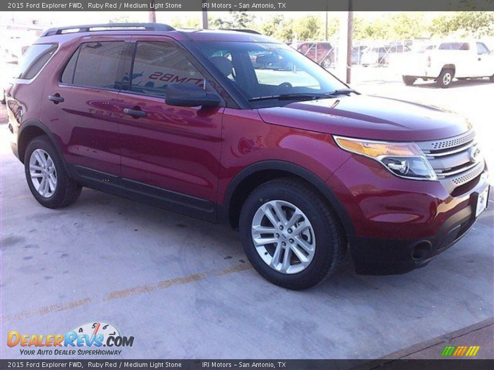 2015 Ford Explorer FWD Ruby Red / Medium Light Stone Photo #2