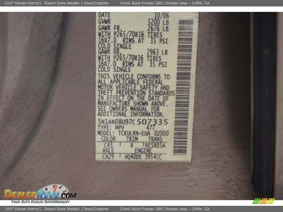 2007 Nissan Xterra S Desert Stone Metallic / Steel/Graphite Photo #21