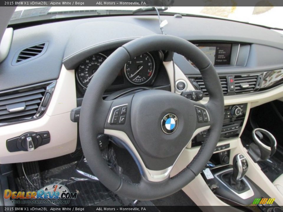 2015 BMW X1 xDrive28i Alpine White / Beige Photo #14