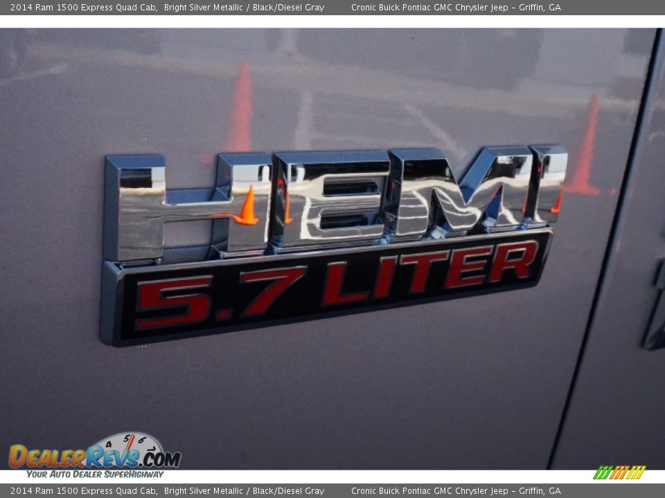 2014 Ram 1500 Express Quad Cab Bright Silver Metallic / Black/Diesel Gray Photo #13