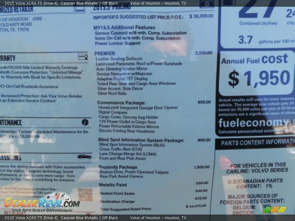 2015 Volvo XC60 T5 Drive-E Caspian Blue Metallic / Off Black Photo #33
