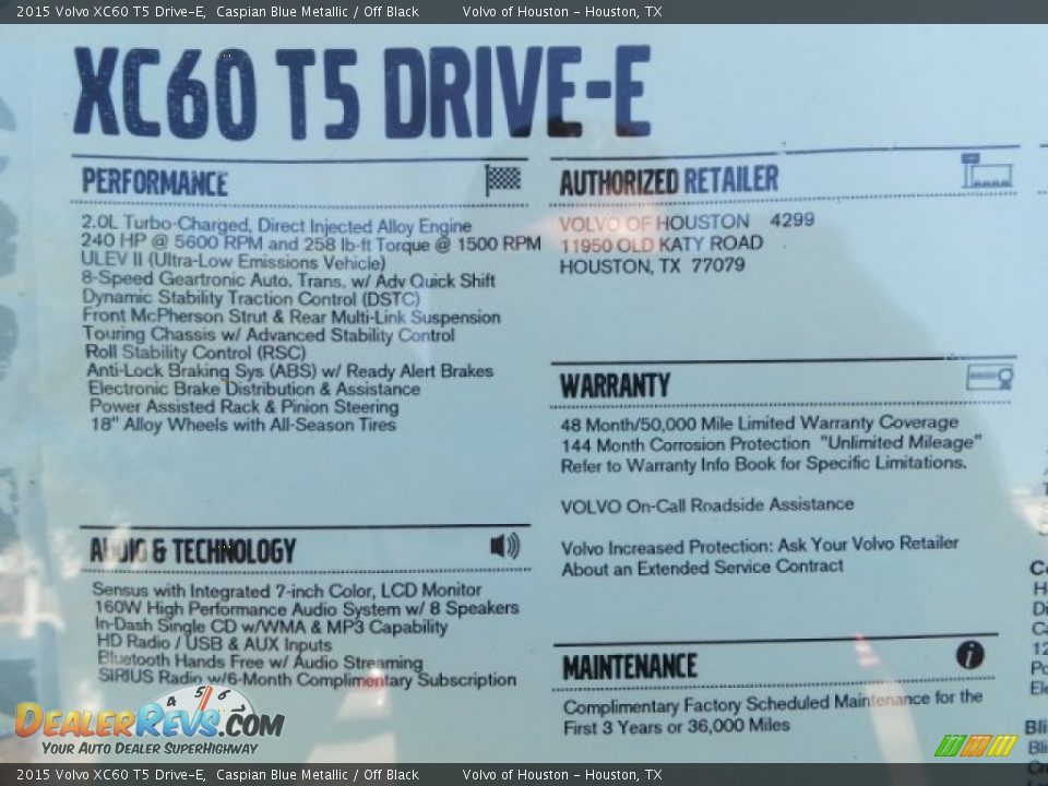 2015 Volvo XC60 T5 Drive-E Caspian Blue Metallic / Off Black Photo #34