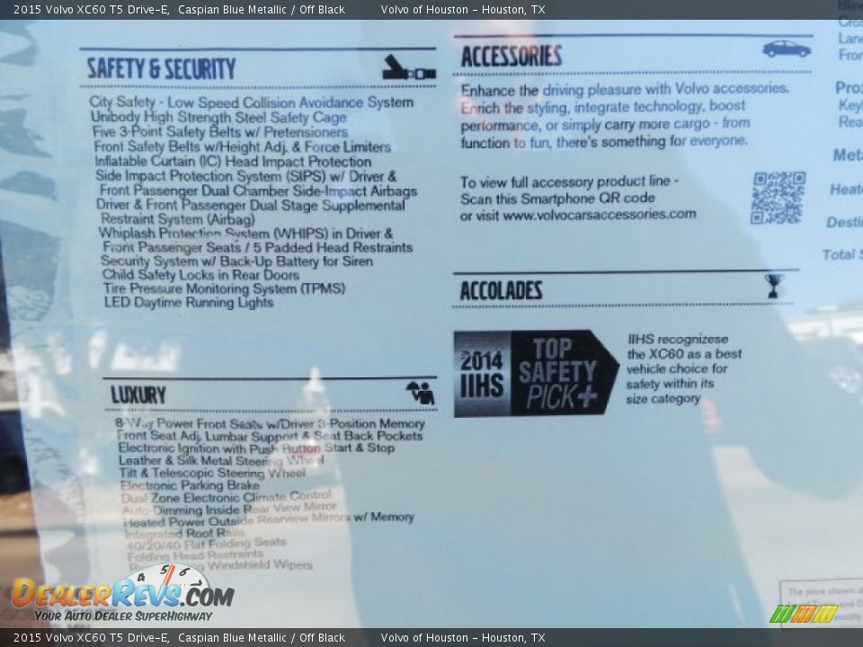 2015 Volvo XC60 T5 Drive-E Caspian Blue Metallic / Off Black Photo #35
