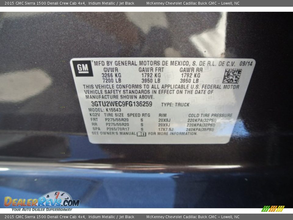 2015 GMC Sierra 1500 Denali Crew Cab 4x4 Iridium Metallic / Jet Black Photo #7