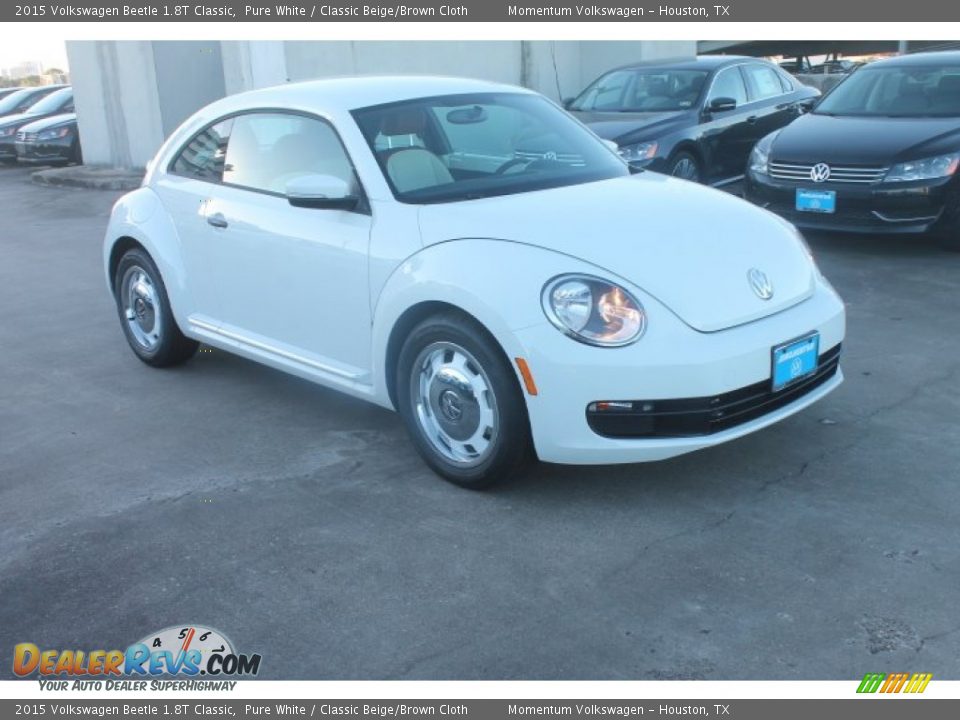 2015 Volkswagen Beetle 1.8T Classic Pure White / Classic Beige/Brown Cloth Photo #1