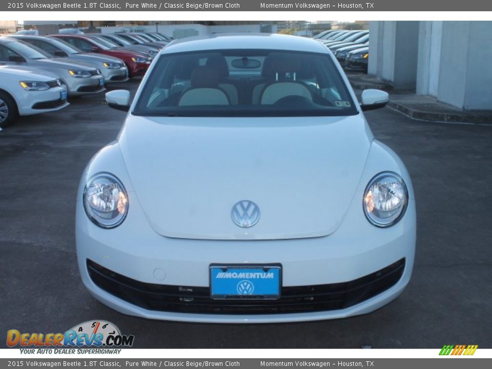 2015 Volkswagen Beetle 1.8T Classic Pure White / Classic Beige/Brown Cloth Photo #3