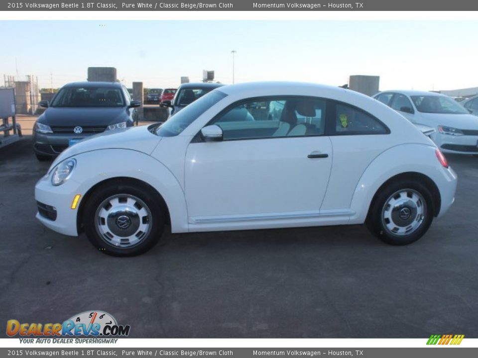 2015 Volkswagen Beetle 1.8T Classic Pure White / Classic Beige/Brown Cloth Photo #5