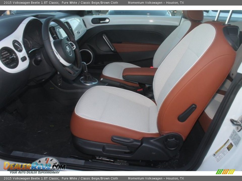 2015 Volkswagen Beetle 1.8T Classic Pure White / Classic Beige/Brown Cloth Photo #14