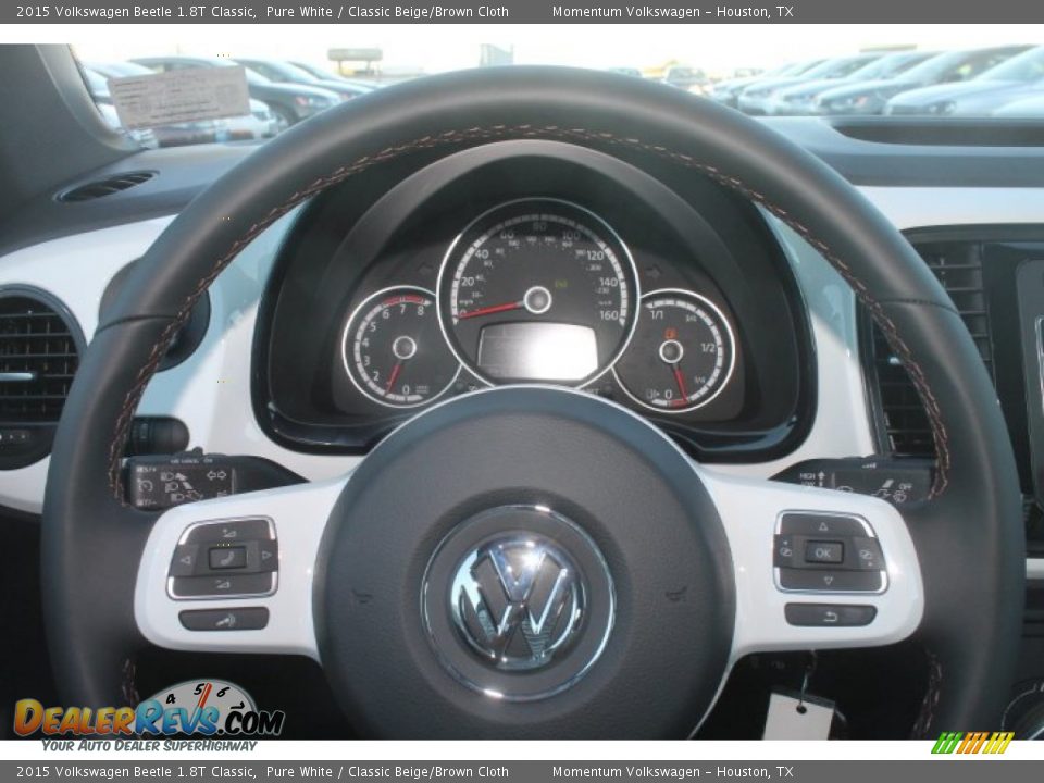 2015 Volkswagen Beetle 1.8T Classic Pure White / Classic Beige/Brown Cloth Photo #23