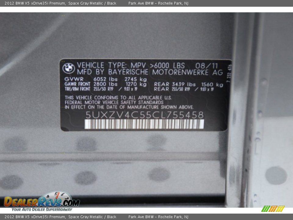 2012 BMW X5 xDrive35i Premium Space Gray Metallic / Black Photo #36