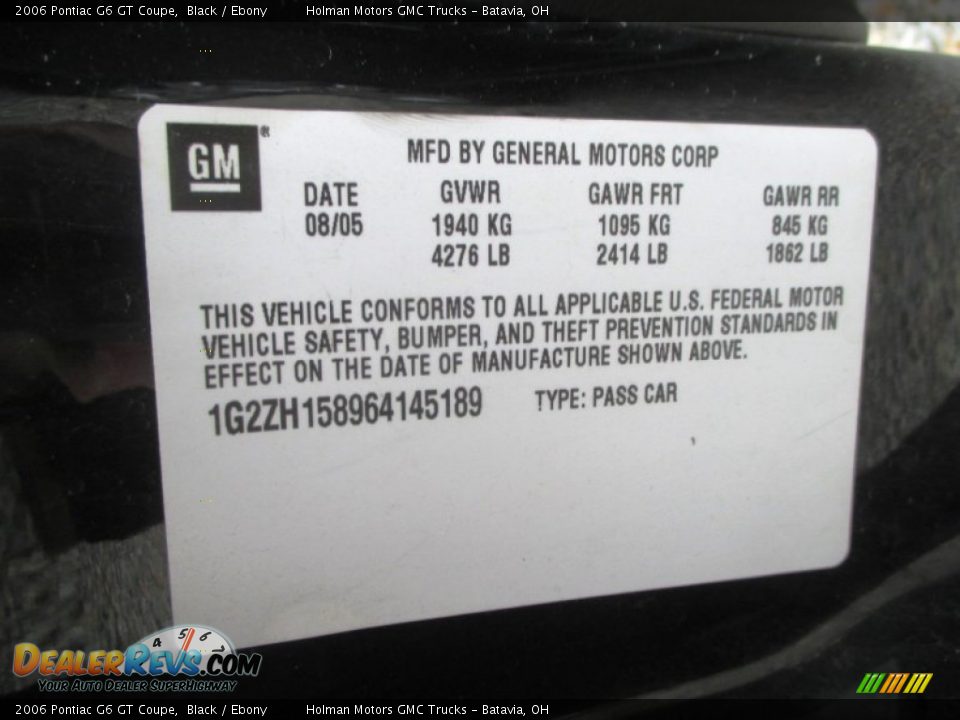 2006 Pontiac G6 GT Coupe Black / Ebony Photo #4