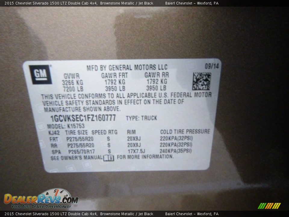 2015 Chevrolet Silverado 1500 LTZ Double Cab 4x4 Brownstone Metallic / Jet Black Photo #20