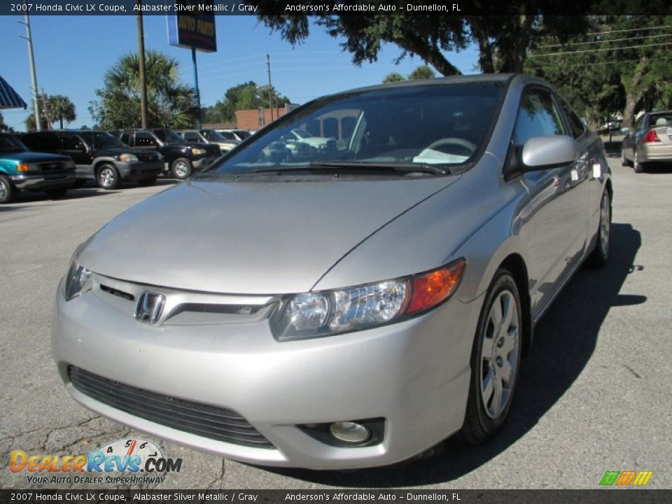 2007 Honda Civic LX Coupe Alabaster Silver Metallic / Gray Photo #7