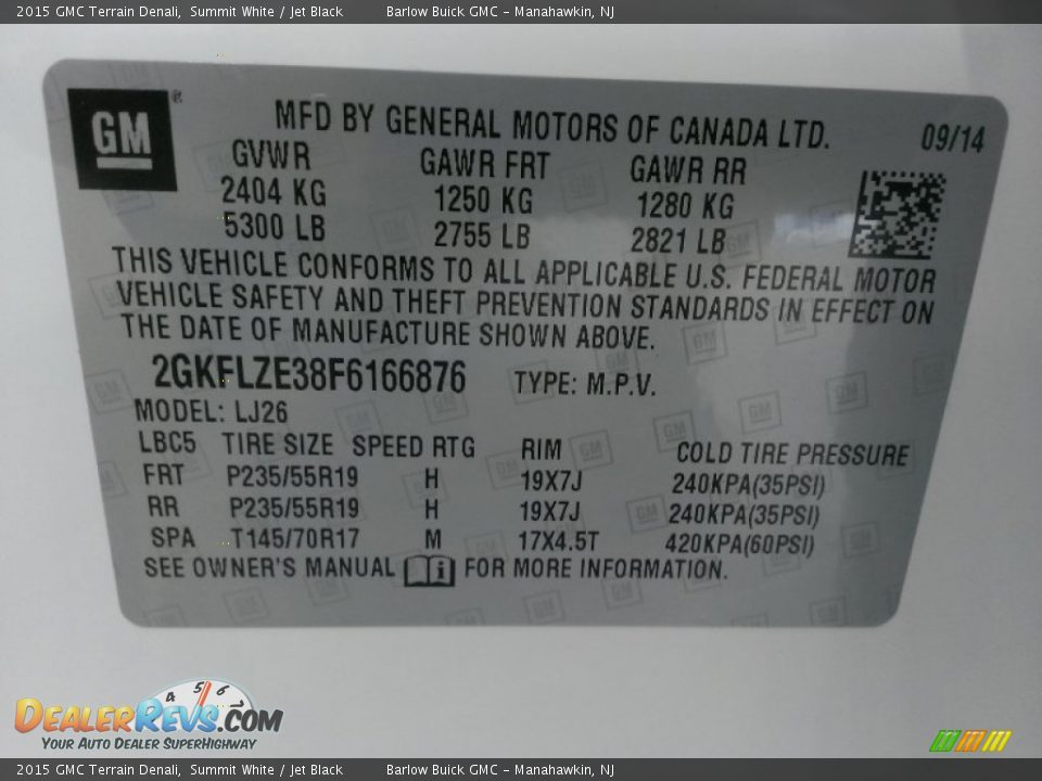 2015 GMC Terrain Denali Summit White / Jet Black Photo #9