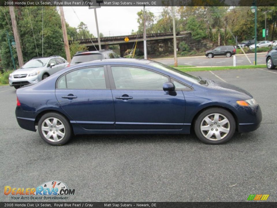 2008 Honda Civic LX Sedan Royal Blue Pearl / Gray Photo #5