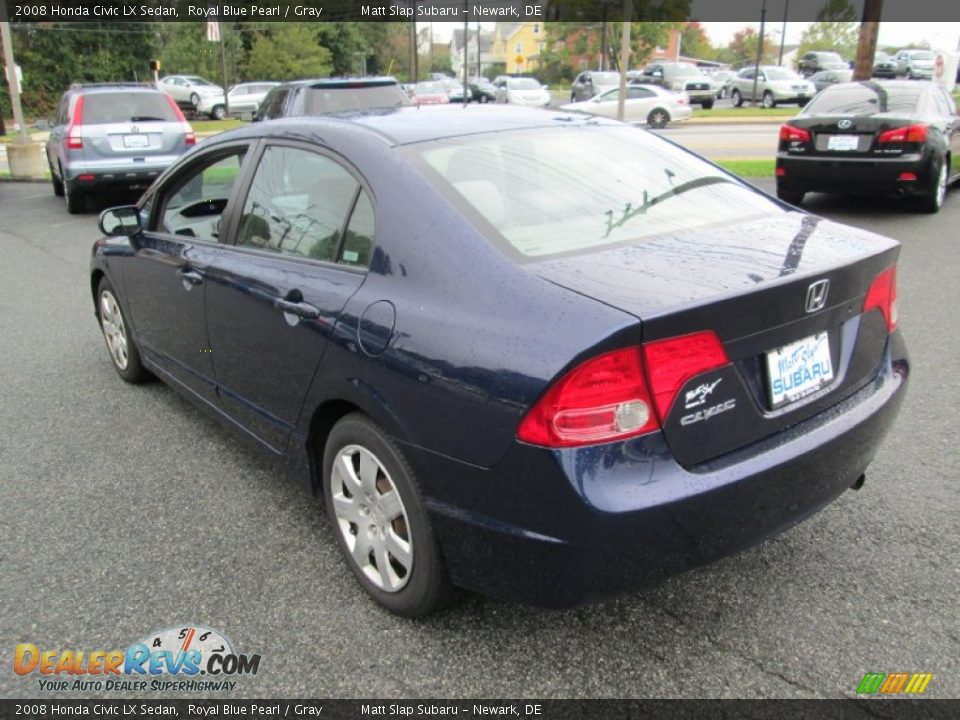 2008 Honda Civic LX Sedan Royal Blue Pearl / Gray Photo #8