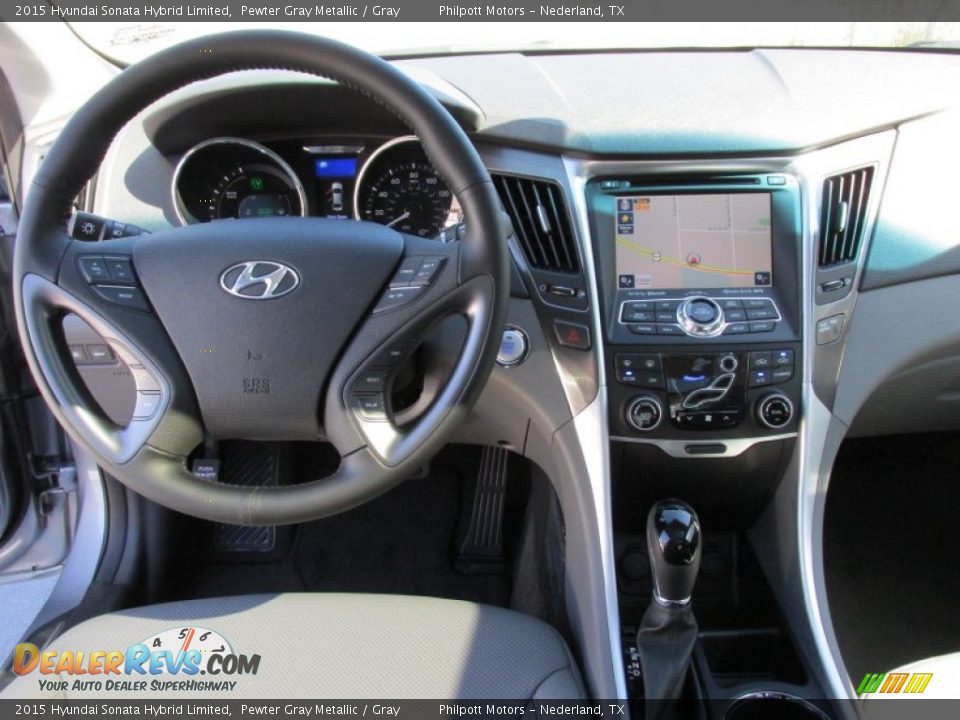 2015 Hyundai Sonata Hybrid Limited Pewter Gray Metallic / Gray Photo #28