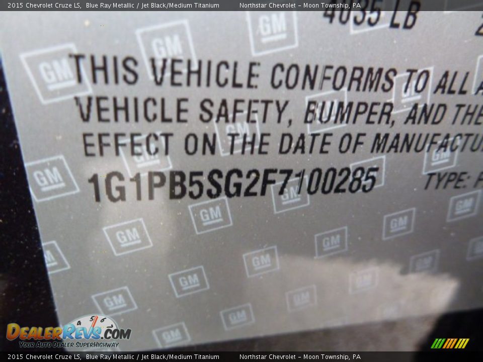 2015 Chevrolet Cruze LS Blue Ray Metallic / Jet Black/Medium Titanium Photo #14