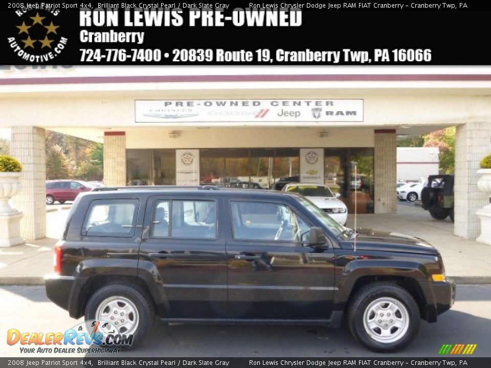 2008 Jeep Patriot Sport 4x4 Brilliant Black Crystal Pearl / Dark Slate Gray Photo #1