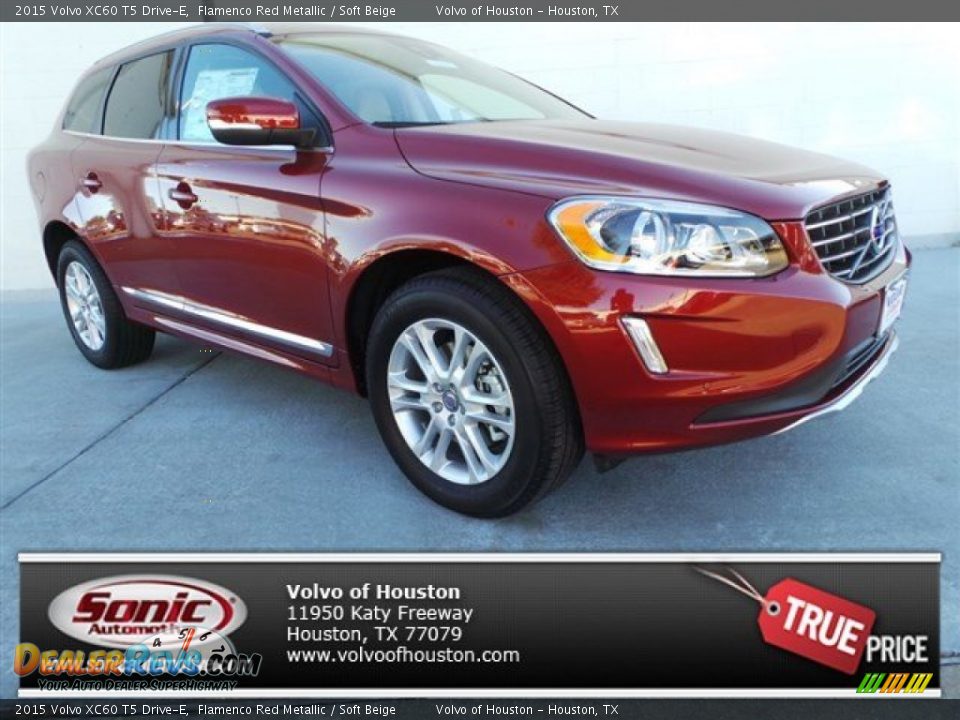 2015 Volvo XC60 T5 Drive-E Flamenco Red Metallic / Soft Beige Photo #1