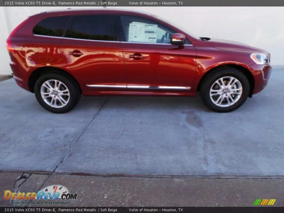 2015 Volvo XC60 T5 Drive-E Flamenco Red Metallic / Soft Beige Photo #7