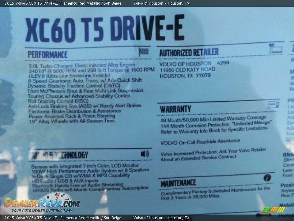 2015 Volvo XC60 T5 Drive-E Flamenco Red Metallic / Soft Beige Photo #33