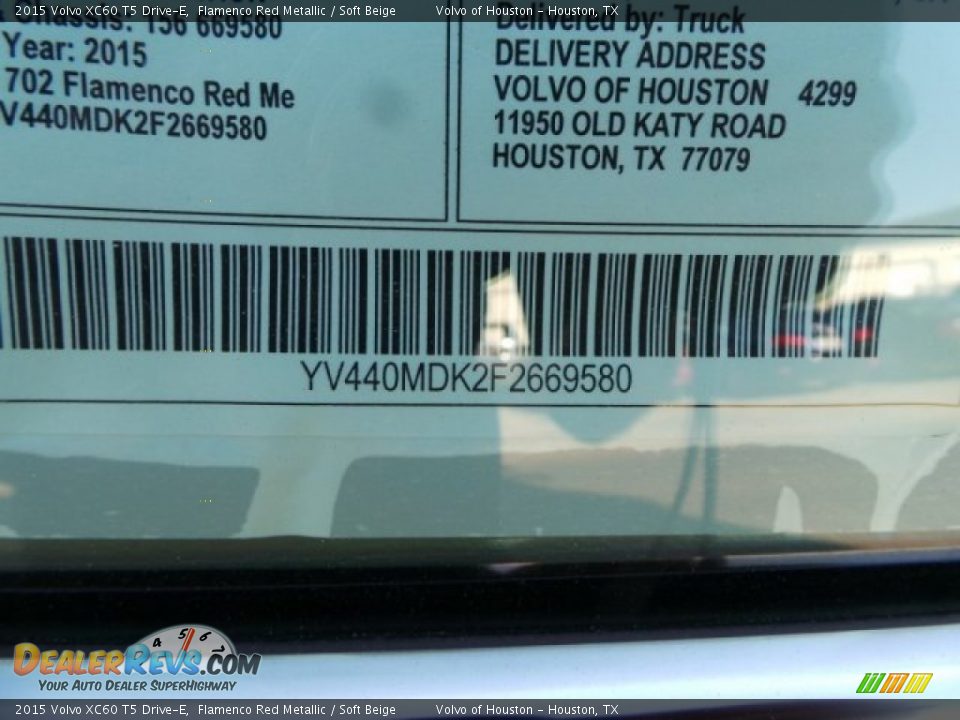 2015 Volvo XC60 T5 Drive-E Flamenco Red Metallic / Soft Beige Photo #35