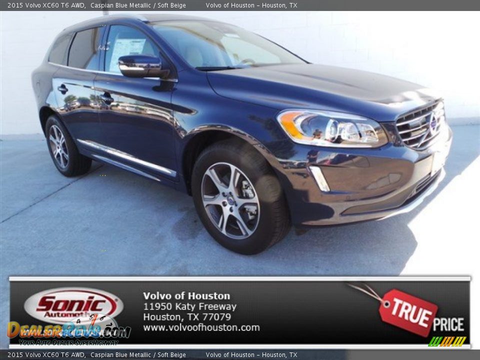 2015 Volvo XC60 T6 AWD Caspian Blue Metallic / Soft Beige Photo #1