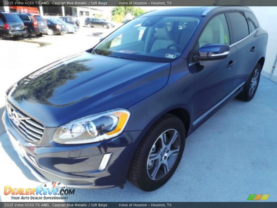 2015 Volvo XC60 T6 AWD Caspian Blue Metallic / Soft Beige Photo #3