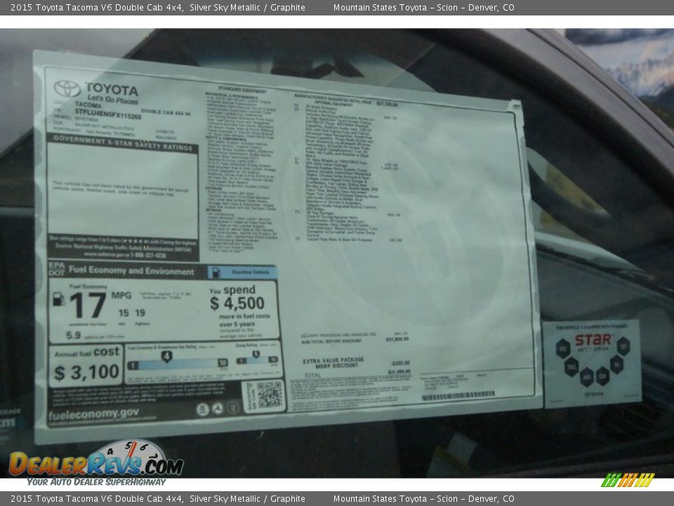 2015 Toyota Tacoma V6 Double Cab 4x4 Silver Sky Metallic / Graphite Photo #10