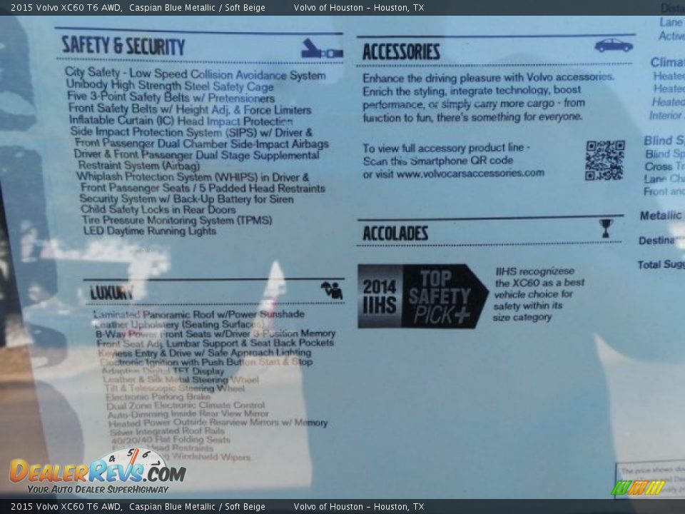 2015 Volvo XC60 T6 AWD Caspian Blue Metallic / Soft Beige Photo #35