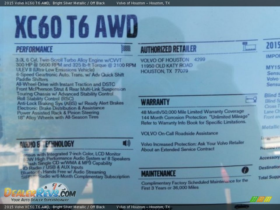 2015 Volvo XC60 T6 AWD Window Sticker Photo #32