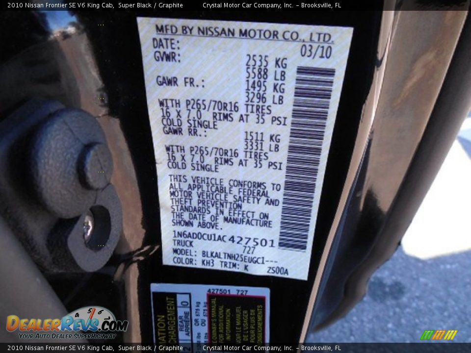 2010 Nissan Frontier SE V6 King Cab Super Black / Graphite Photo #22