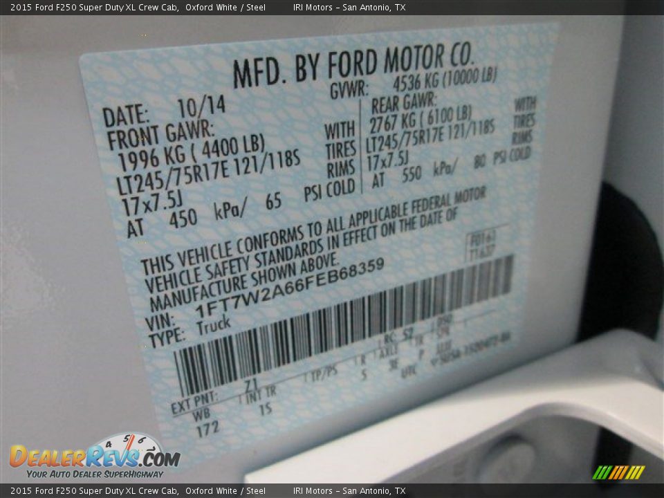 2015 Ford F250 Super Duty XL Crew Cab Oxford White / Steel Photo #13
