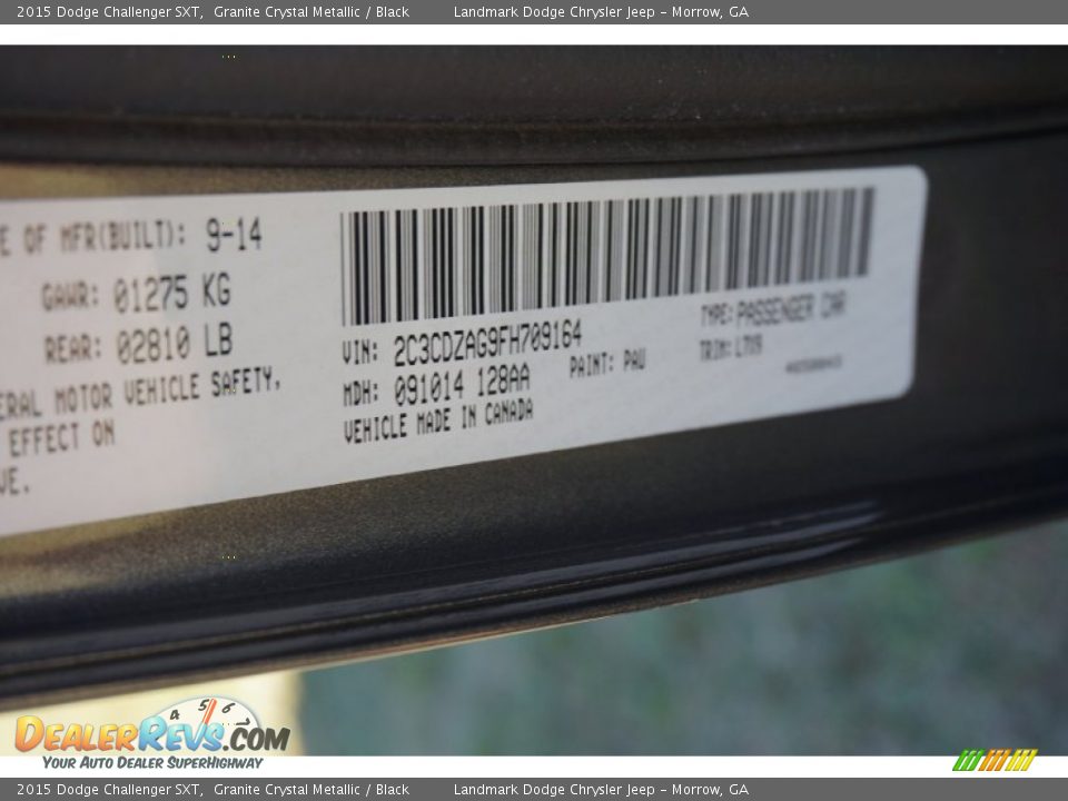 2015 Dodge Challenger SXT Granite Crystal Metallic / Black Photo #9