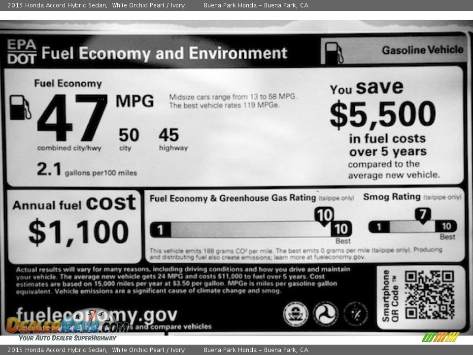 2015 Honda Accord Hybrid Sedan White Orchid Pearl / Ivory Photo #23