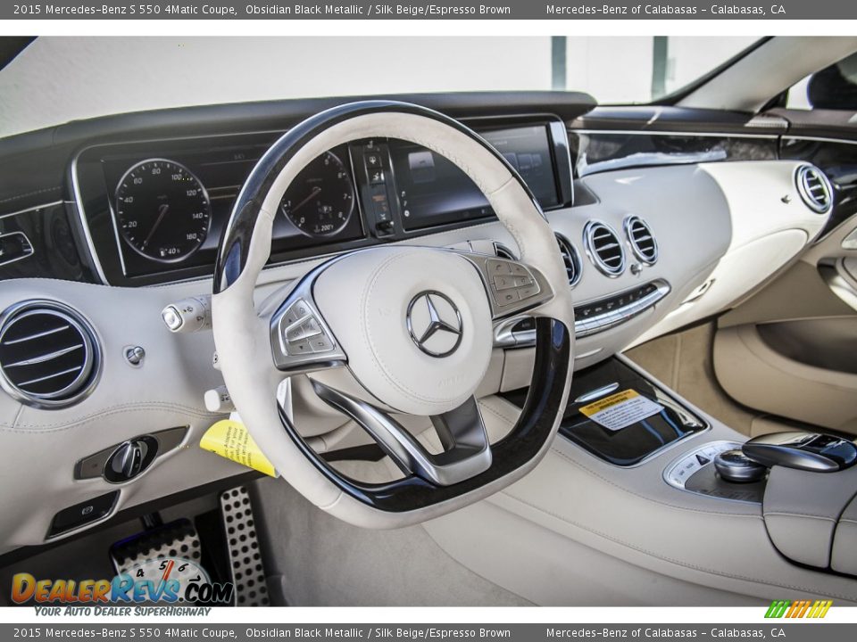 Silk Beige/Espresso Brown Interior - 2015 Mercedes-Benz S 550 4Matic Coupe Photo #5