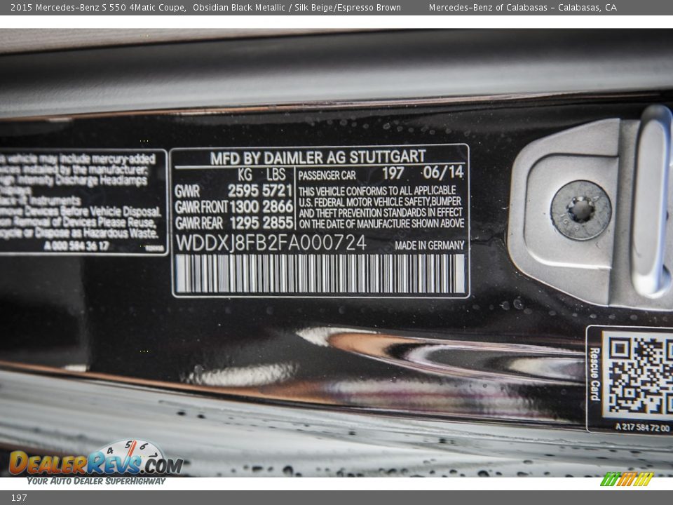 Mercedes-Benz Color Code 197 Obsidian Black Metallic