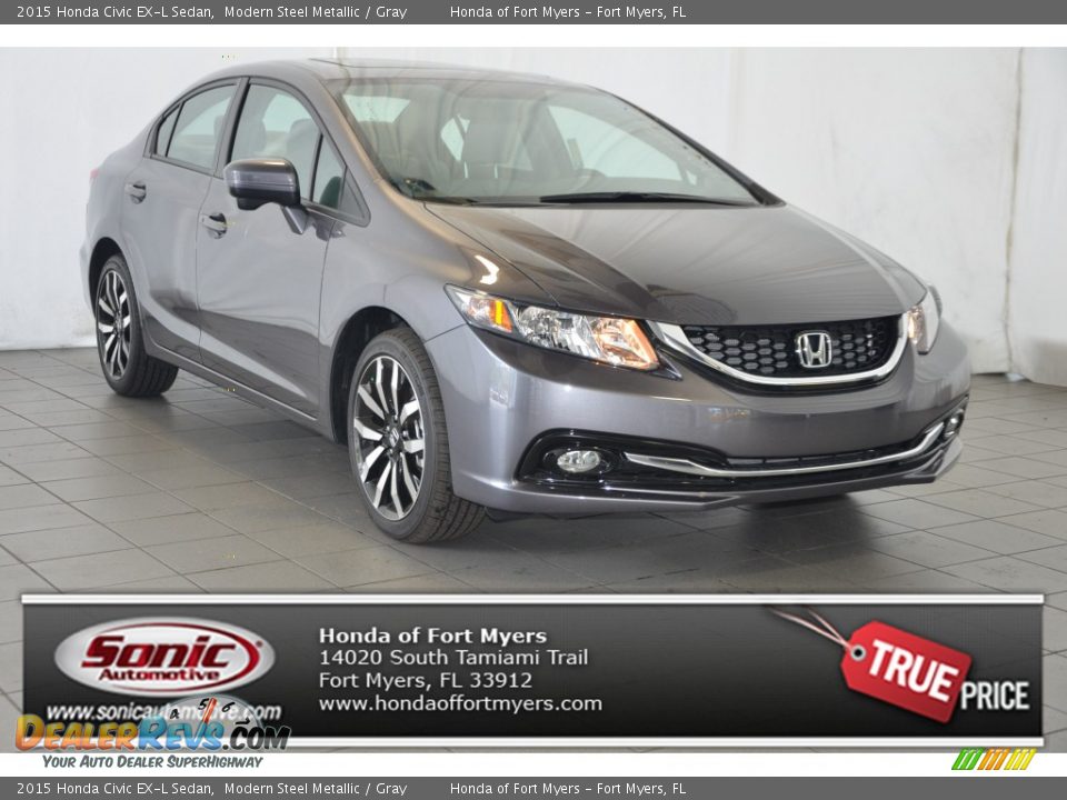 2015 Honda Civic EX-L Sedan Modern Steel Metallic / Gray Photo #1