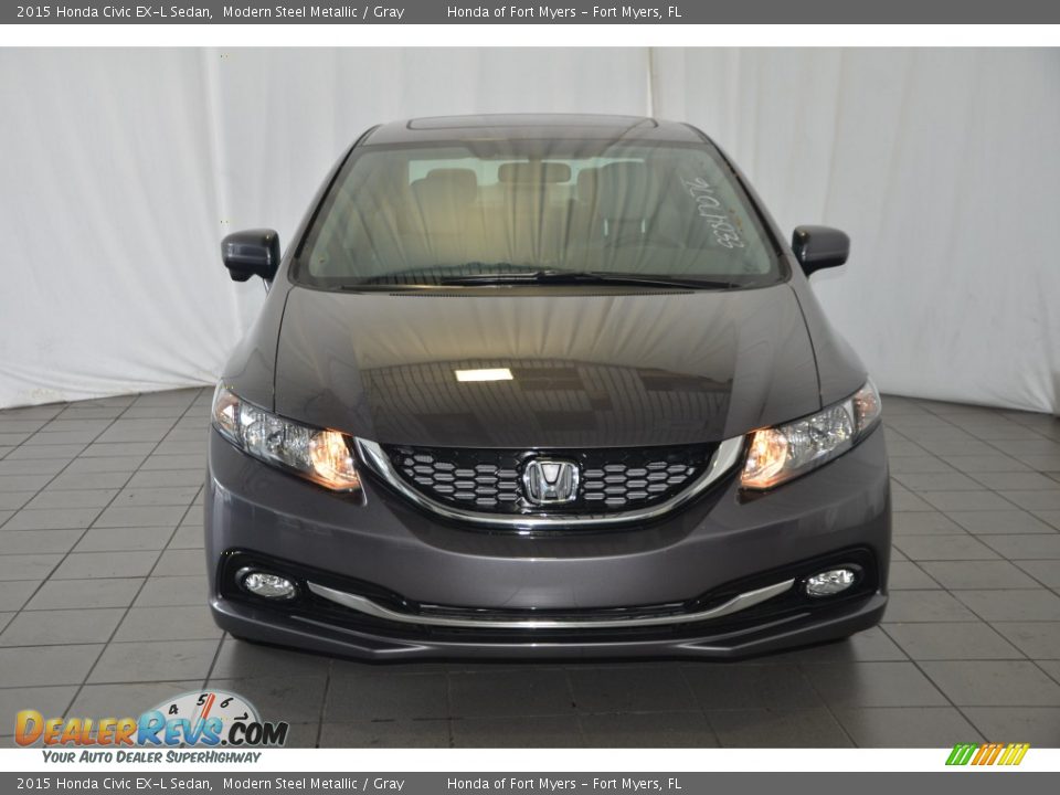2015 Honda Civic EX-L Sedan Modern Steel Metallic / Gray Photo #2