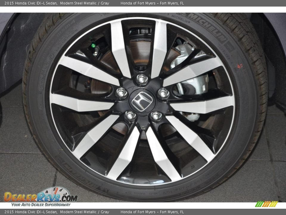 2015 Honda Civic EX-L Sedan Modern Steel Metallic / Gray Photo #3