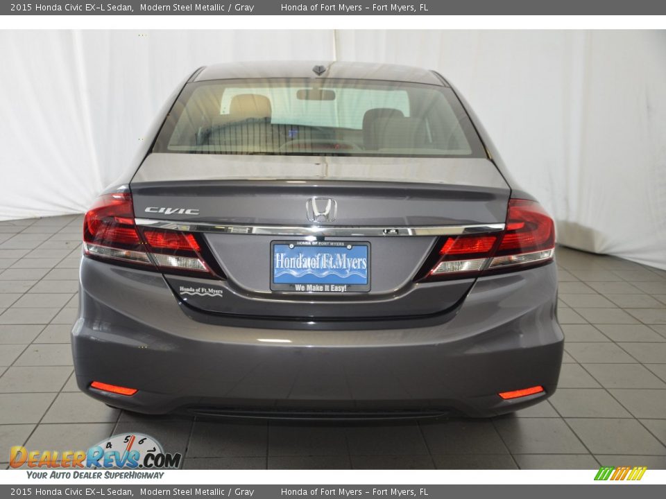 2015 Honda Civic EX-L Sedan Modern Steel Metallic / Gray Photo #6