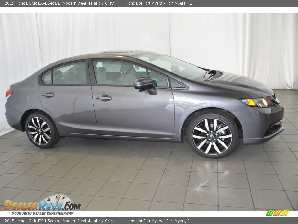 2015 Honda Civic EX-L Sedan Modern Steel Metallic / Gray Photo #7