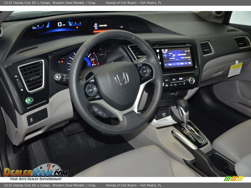 2015 Honda Civic EX-L Sedan Modern Steel Metallic / Gray Photo #9