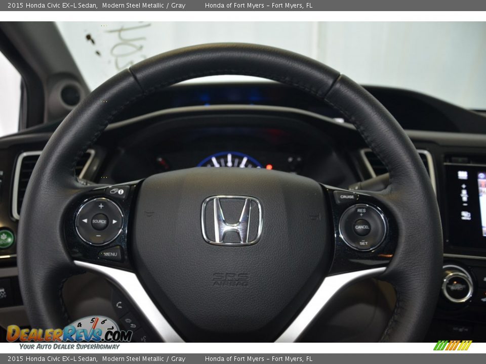 2015 Honda Civic EX-L Sedan Modern Steel Metallic / Gray Photo #18