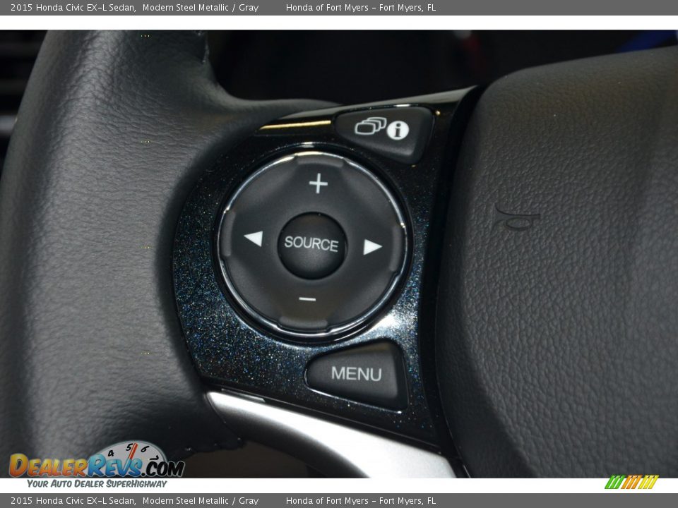 2015 Honda Civic EX-L Sedan Modern Steel Metallic / Gray Photo #20