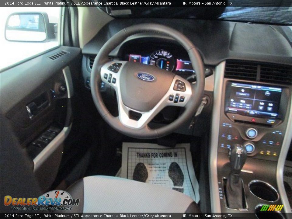 2014 Ford Edge SEL White Platinum / SEL Appearance Charcoal Black Leather/Gray Alcantara Photo #11
