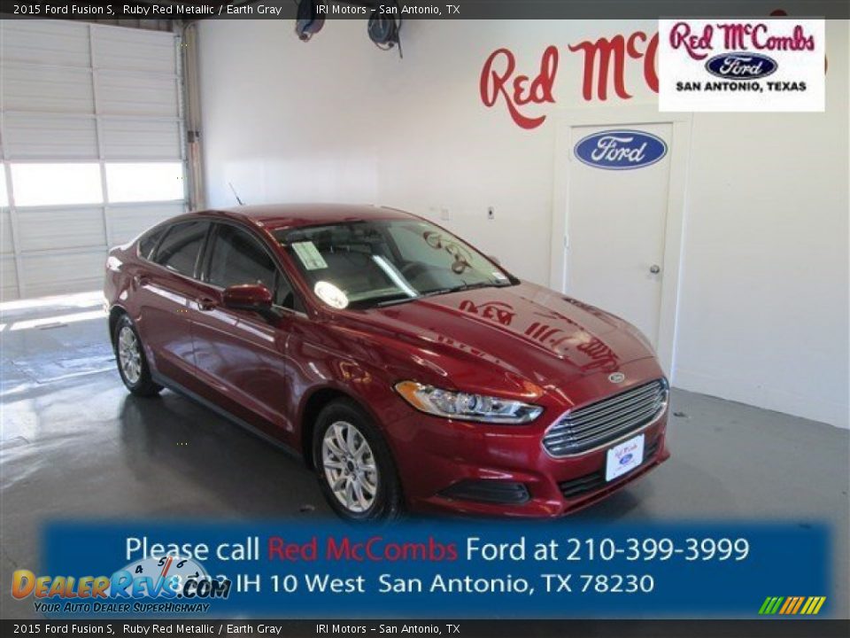2015 Ford Fusion S Ruby Red Metallic / Earth Gray Photo #1